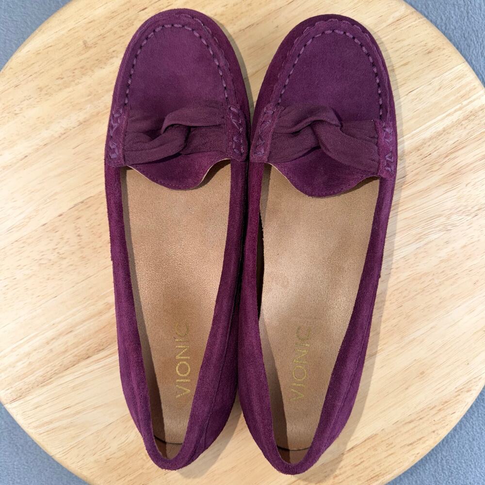 Vionic Norah Suede Moccasin Loafer Burgundy Slip-On Women’s Size 8 US - Picture 6 of 8